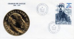 Pli Avec Pa 116 (Centenaire 1890/1970  Charles De Gaulle )(Blason Doré ) - Cartas & Documentos