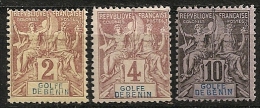 Golfe Du Bénin. 1893. N° 21,22,24.  Neuf * MH - Andere & Zonder Classificatie