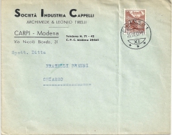 Motiv Brief  "Società Industria Cappelli, Archimede & Leonio Tirelli, Modena"                 1945 - Storia Postale