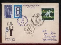 POLAND 1964 XVII GLIDER FLIGHT 20 YEARS MILITIA POLICE SERVICE TO NATION PHILATELIC EXPO FLOWN CvR T1ERR CINDERELLA - Planeurs