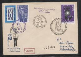 POLAND 1964 XVII GLIDER FLIGHT 20 YEARS MILITIA POLICE SERVICE TO NATION PHILATELIC EXPO FLOWN CvR T1B CINDERELLA - Politie En Rijkswacht