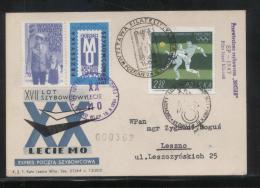 POLAND 1964 XVII GLIDER FLIGHT 20 YEARS MILITIA POLICE SERVICE TO NATION PHILATELIC EXPO FLOWN CARD T1B CINDERELLA - Planeadores