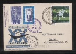 POLAND 1964 XVII GLIDER FLIGHT 20 YEARS MILITIA POLICE SERVICE TO NATION PHILATELIC EXPO FLOWN CARD T1C CINDERELLA - Gleitflieger