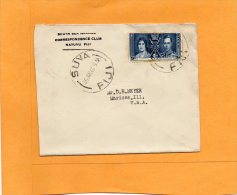 Fiji 1946 Cover Mailed To USA With Adv Label On Backside - Fidji (...-1970)