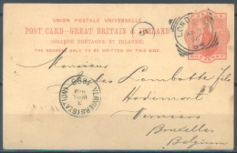 GB - POSTAL STATIONERY - 2.4.1896 - LONDON TO VERVIERS BELGIUM SEE BACKSIDE - Lot 9191 - Entiers Postaux