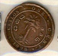 PIECE MONNAIE CEYLAN   # 1909 # 1 CENT # EDOUARD VII - Colonias