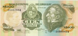 BILLET # URUGUAY # 1987 # 100 NUEVOS PESOS # PICK 62 D # BILLET NEUF # - Uruguay