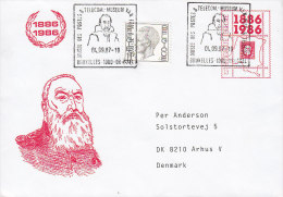 Belgium Uprated Postal Stationery Ganzsache Entier TELECOM Museum 1987 Cover Lettre To AARHUS Denmark Leopold Cachet - Omslagen