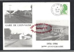 J833  -  LYON -  La Gare De Vaise - 1956-1986 - 30ème ANNIVERSAIRE - Les Cheminots Philatelistes Section De Lyon - Lyon 9