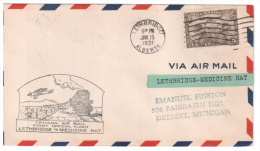 LETTRE DE 1931 FIRST FLIGHT LETHBRIDGE-MEDICINE HAT - Primi Voli