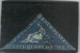 1853 Cape Of Good Hope - 4d. Dark Blue, Value $ 125 , SG:19,Mi 2, Yv. 2 Hinged, Used, Mythology, Oblitere - Cap De Bonne Espérance (1853-1904)