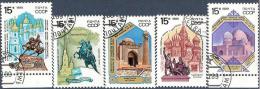 Arhitecture USSR 1989 Used 5 Stamps Historical Monuments Mi 6014-6018 - Mezquitas Y Sinagogas