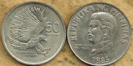 PHILLIPINES 50 CENTAVOS EAGLE BIRD FRONT MAN HEAD BACK 1985 VF KM? READ DESCRIPTION CAREFULLY !!! - Filippine