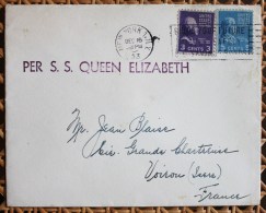 Enveloppe Affranchie Pour Voiron Oblitération New-York Per SS Queen Elizabeth 1953 - Covers & Documents