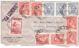 1938 FRONTE DI LETTERA VIA AEREA VIA CONDOR DA ARGENTINA X GENOVA - Marcophilie (Avions)