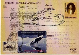 WHALE  Centenaire Polar Belgica Baleine Wal Entier Postal Stationery Used ROUMANIE Postmarked Alba-julia 5.12.2003 - Baleines