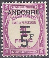 * 1931-32 ANDORRA FRANCESE MH SEGNATASSE (N.15) CAT. € 132,00 - Usados
