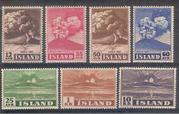 */** 1948 ISLANDA  ERUZIONE DEL VULCANO (UNIFICATO 208/214 ) CAT. €70,00 - Volcanos