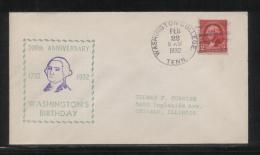 USA 1932 GEORGE WASHINGTON BICENTENNIAL COVER WASHINGTON COLLEGE TENNESSEE PRESIDENT AMERICAN INDEPENDENCE - George Washington