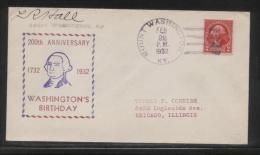 USA 1932 GEORGE WASHINGTON BICENTENNIAL COVER MOUNT WASHINGTON KENTUCKY PRESIDENT AMERICAN INDEPENDENCE - George Washington