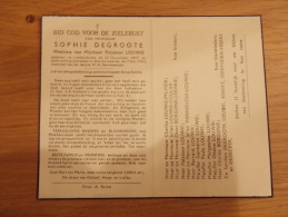 Doodsprentje Sophie Degroote Lombardsijde 23/11/1877 Oostduinkerke 7/5/1952 (Polydoor Louwie) - Religión & Esoterismo