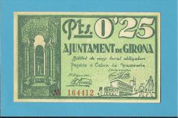 GIRONA - 25 CENTIMS - 25.06.1937 - SPAIN - CIVIL WAR - EMERGENCY PAPER MONEY - NOTGELD - Andere & Zonder Classificatie