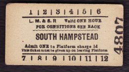 Railway Platform Ticket LMS SOUTH HAMPSTEAD Edmondson LM&SR - Europa