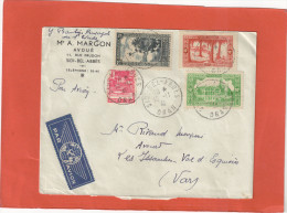 ALGERIE LETTRE AVION TARIF 2F SIDI BEL ABBES 12/11/41 N°105-106-114-165 POUR FRANCE LES ISSAMBRES - Covers & Documents