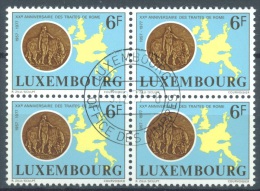 LUXEMBURG  - 5.12.1977 - USED/OBLIT. FIRST DAY BLOC OF 4 WITH GUM - TRAITE DE ROME - Mi 956 Yv 906 - Lot 9222 - Gebruikt