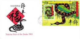 Tokelau 2001 Year Of The Snake MS FDC - Tokelau