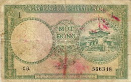 BILLET # VIET NAM  SUD # 1956  # 1 DONG # PICK 1 # BILLET CIRCULE # - Vietnam