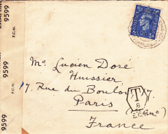 GB - 1945 - ENVELOPPE Avec CENSURE Pour PARIS Avec TAXE De 8 C - Brieven En Documenten