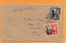 Malta 1947 Cover Mailed To USA - Malte (...-1964)
