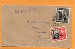 Malta 1947 Cover Mailed To USA - Malta (...-1964)