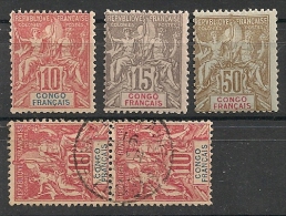 Congo. 1900. N° 42,43,45 Neuf * MH + 2 N° 42 Oblit. - Oblitérés