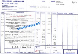 87 - JAVERDAT - FACTURE JEAN LOUIS RATEAU -- MACHINES AGRICOLES - ORADOUR SUR GLANE   1986 - Altri & Non Classificati