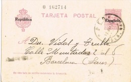 6688. Entero Postal BREDA (Gerona)  1932. Alfonso XIII Sobrecarga Republica - 1931-....