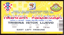 Football  CROATIA  Vs BELARUS  Ticket  EAST LEFT TRIBUNE  05.11.2009. FIFA WORLD CUP 2010.  QUAL - Biglietti D'ingresso