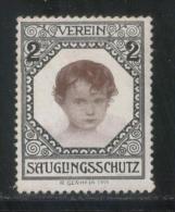 AUSTRIA 1911 INFANT PROTECTION LEAGUE FUND RAISING LABEL T2 HINGED MINT CINDERELLA - Timbres Personnalisés