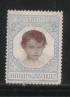 AUSTRIA 1911 INFANT PROTECTION LEAGUE FUND RAISING LABEL T3 HINGED MINT CINDERELLA - Timbres Personnalisés