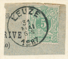 Fragment Met PZ 45 Afgestempeld:Leuze 1887  Zie Scan(s) - 1869-1888 Lion Couché (Liegender Löwe)