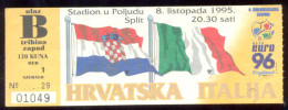 Football CROATIA  Vs ITALY  Ticket TRIBUNE WEST  08.10.1995.  UEFA EURO 1996. QUAL - Tickets & Toegangskaarten