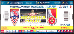 Football CROATIA  Vs MALTA  Ticket  EAST TRIBUNE 17.11.2010.  UEFA EURO 2012. QUAL - Tickets & Toegangskaarten