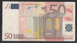 EURO - GERMANIA - 2002 - RARA BANCONOTA DA 50 EURO DUISENBERG SERIE X (P005G3) - CIRCOLATA - IN BUONE CONDIZIONI. - 50 Euro