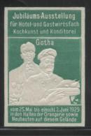 GERMANY 1929 GOTHA JUBILEE CATERING HOTEL RESTAURANT CULINARY EXPO NHM POSTER STAMP REKLAMENMARKEN ERINOPHILATELIE FOOD - Settore Alberghiero & Ristorazione