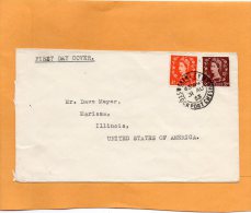 United Kingdom 1953 FDC Mailed To USA - 1952-1971 Em. Prédécimales