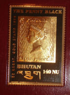 Timbre Bhutan Or 22 Karat,Gold Stamp 1996 The Penny Black NEUF Sous Blister - Bhoutan