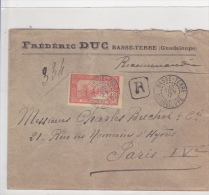 Lettre De Base Terre (Guaseloupe En Recommandée En 1917 - Lettres & Documents