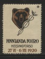 DENMARK 1920 HELSINGSFORD RARE FINLANIDA FAIR NHM BEAR POSTER STAMP CINDERELLA ERINOPHILATELIE - Nuovi