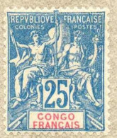 CONGO : Groupe Allégorique, Papier Teinté - Avec "CONGO FRANCAIS" En Rouge Dans Le Cartouche - - Unused Stamps